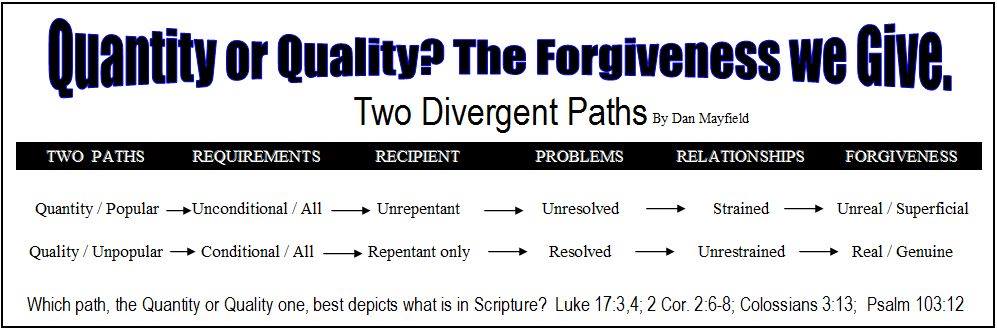 quantity or quality faux or real forgiveness